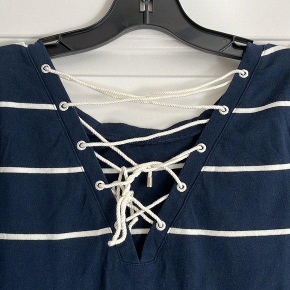 Natica navy dress with white stripes size M - Picture 4 of 5